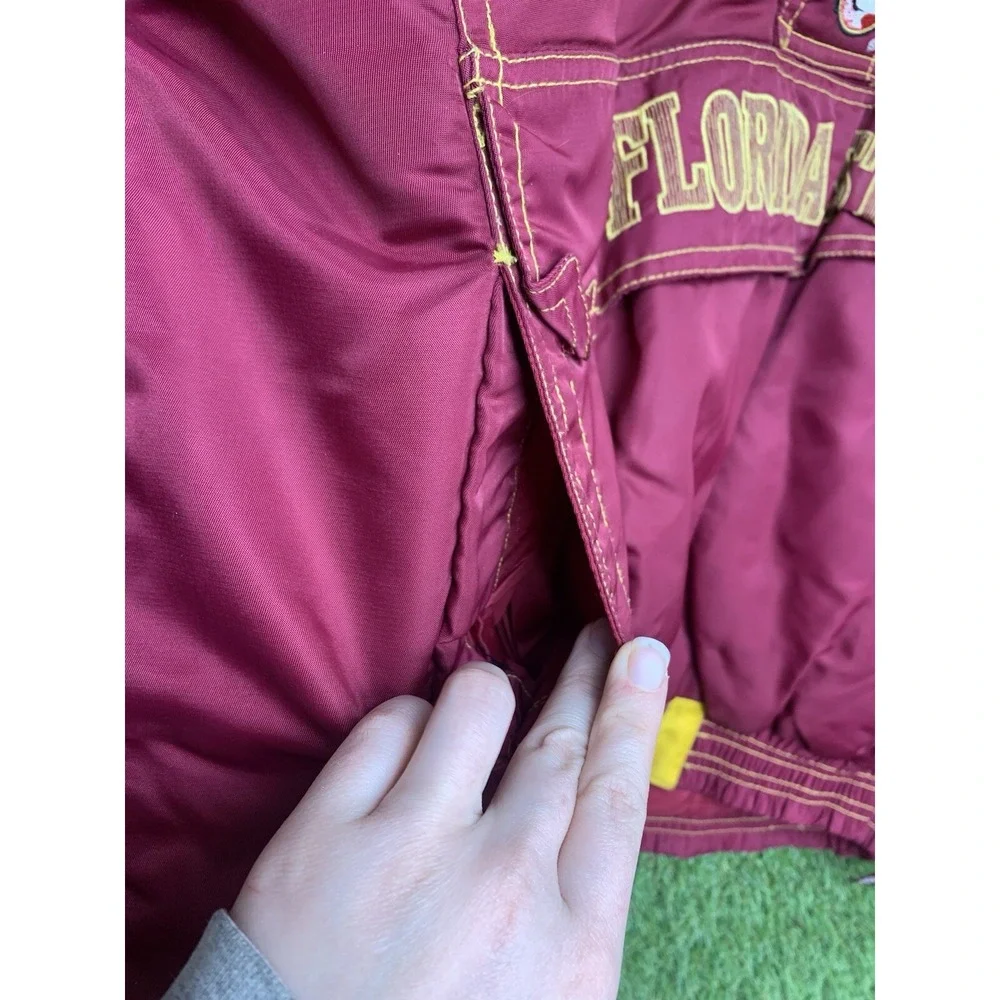 Vintage Florida State Seminoles Starter Puffer Jacket Mens Large 1/2 Zip Half